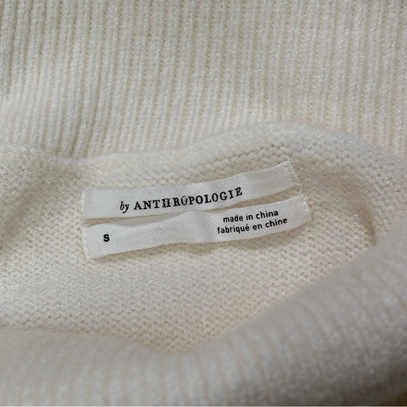 Anthropologie Womens Sweater Cream Knit Cowl  Neck Turtleneck Soft Size S - Picture 11 of 15